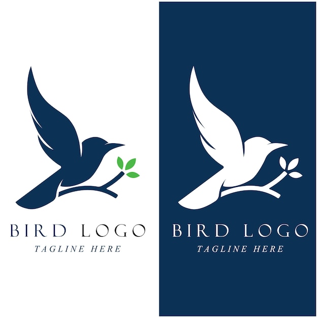 Conjunto de logotipo de pájaro creativo con plantilla de eslogan