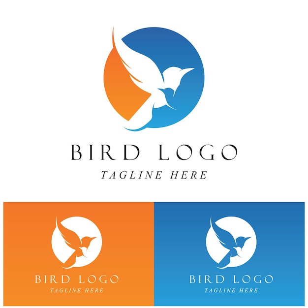 Conjunto de logotipo de pájaro creativo con plantilla de eslogan