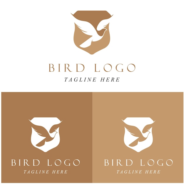 Conjunto de logotipo de pájaro creativo con plantilla de eslogan