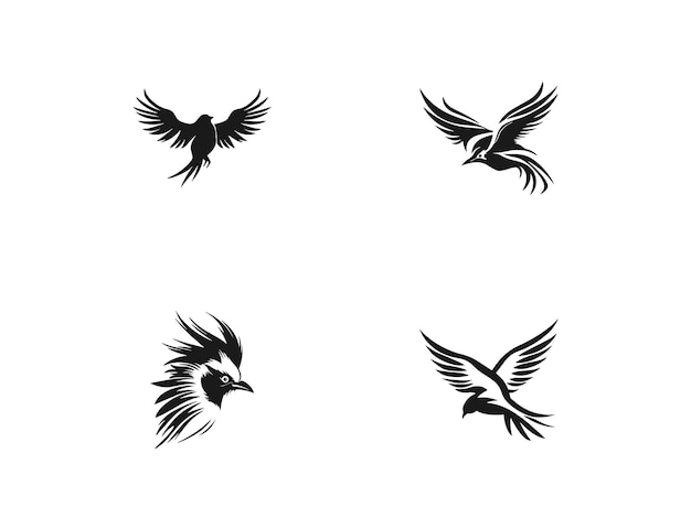 Conjunto de logotipo de pájaros diseño de icono de vector silueta de icono de pájaros voladores