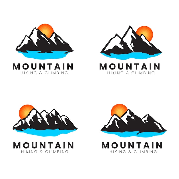 Conjunto de logotipo de pico de montaña