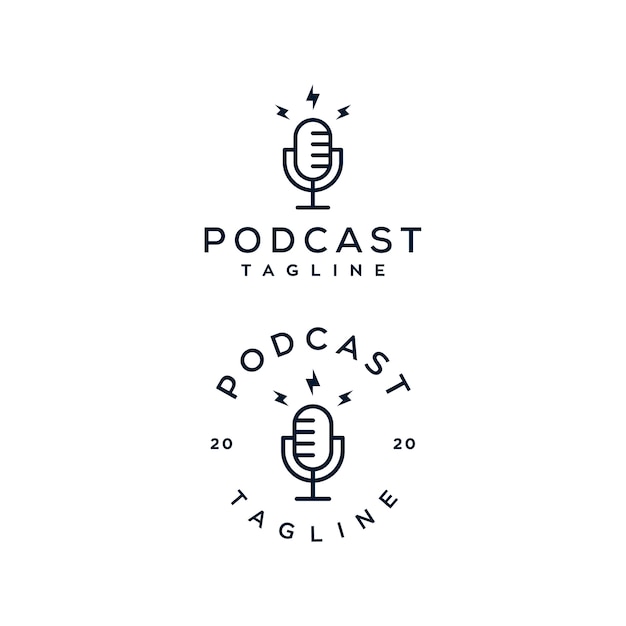 conjunto de logotipo de podcast mic