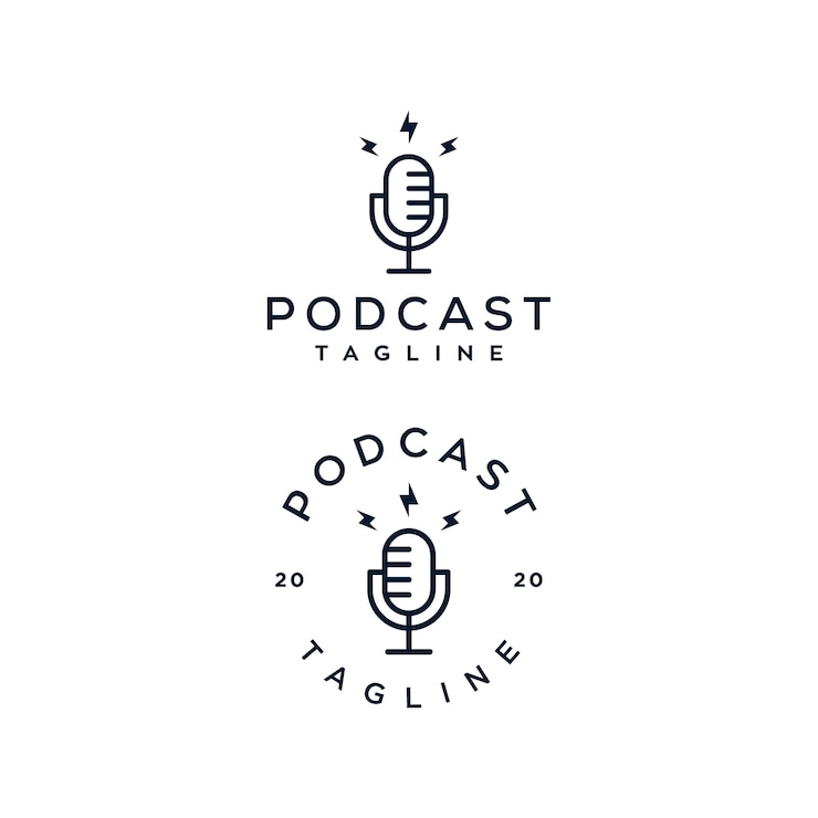 Vector conjunto de logotipo de podcast mic