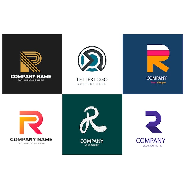 conjunto de logotipo r creativo diseño minimalista concepto abstracto logotipo r inicial para su empresa comercial