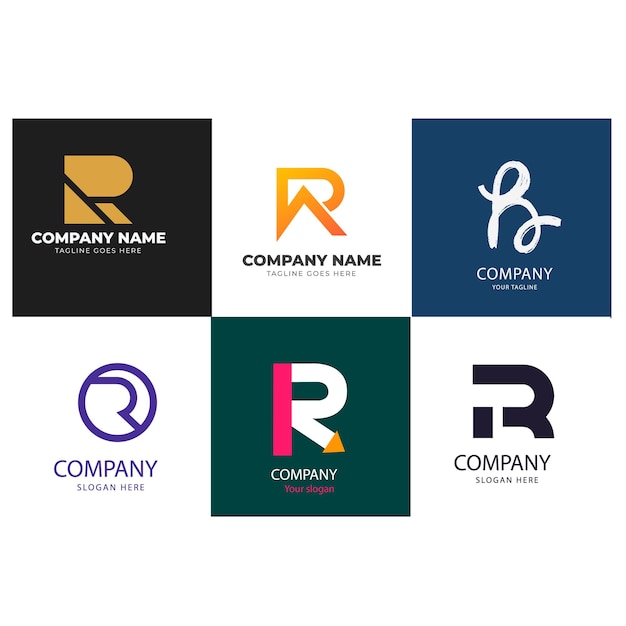 conjunto de logotipo r creativo diseño minimalista concepto abstracto logotipo r inicial para su empresa comercial