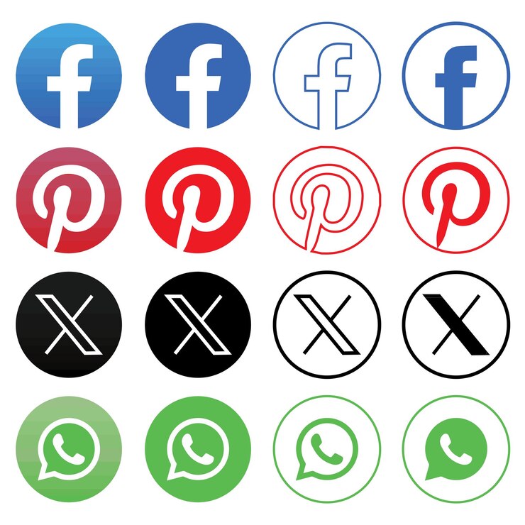 Conjunto de logotipo de redes sociales.