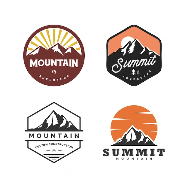 Vector conjunto de logotipo retro de la montaña