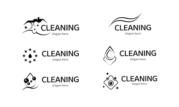Conjunto de logotipo de servicio de limpieza Vector