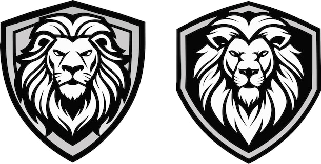 Conjunto de logotipo de silueta de león