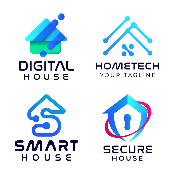 Vector conjunto de logotipo de tecnología de la casa