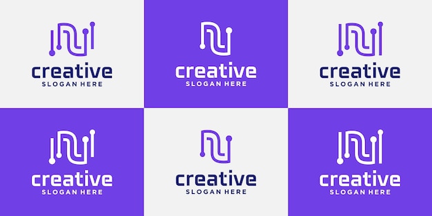 Conjunto de logotipo de tecnología Creative N logotipo de forma de letra N de moda minimalista logotipo de signo geométrico creativo