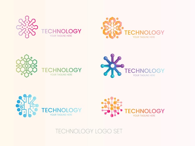 Conjunto de logotipo de tecnología