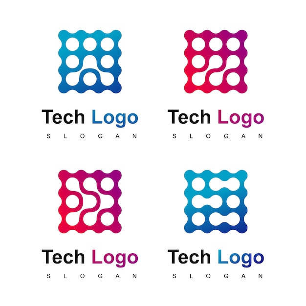 Vector conjunto de logotipo de tecnología