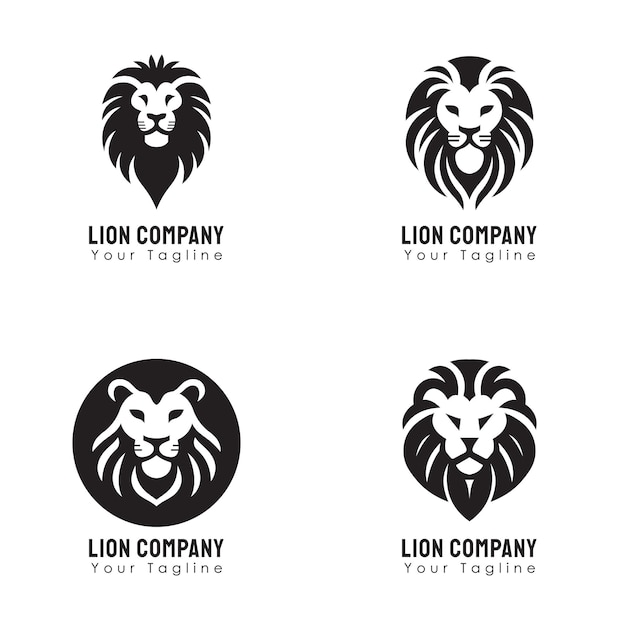 Conjunto del logotipo de Vector Lion sencillo y minimalista