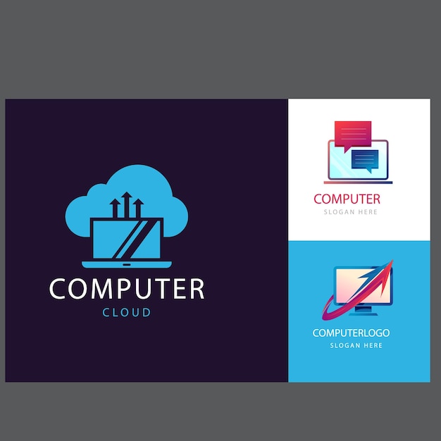 Conjunto de logotipo vectorial de ratón de computadora con diseños de concepto modernos ilustración para tecnología de computadora
