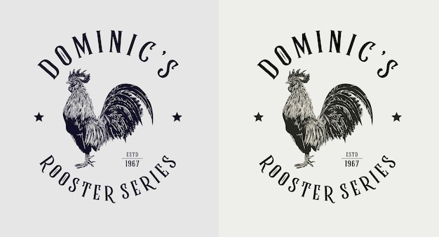 Conjunto de logotipo vintage de la serie dominic rooster
