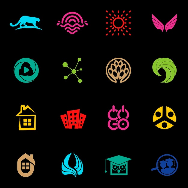 Conjunto de logotipos abstractos colección de logotipos vectoriales modernos logotipos inusuales diseño de logotipos de elementos