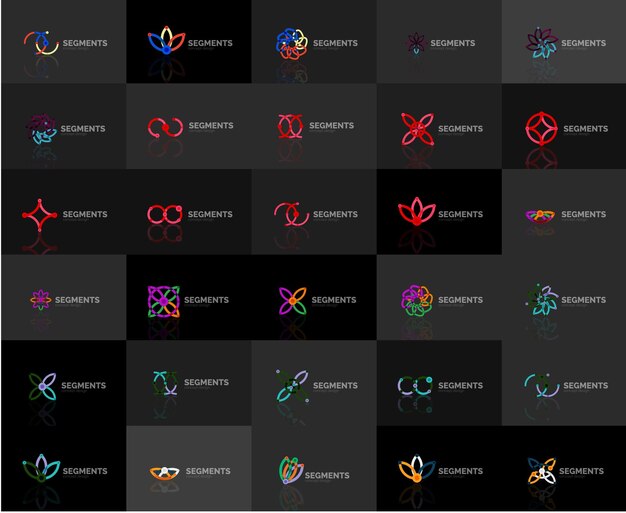Conjunto de logotipos abstractos lineales Swirl circle infinity loop y otros conceptos Plantillas de marca de logotipo
