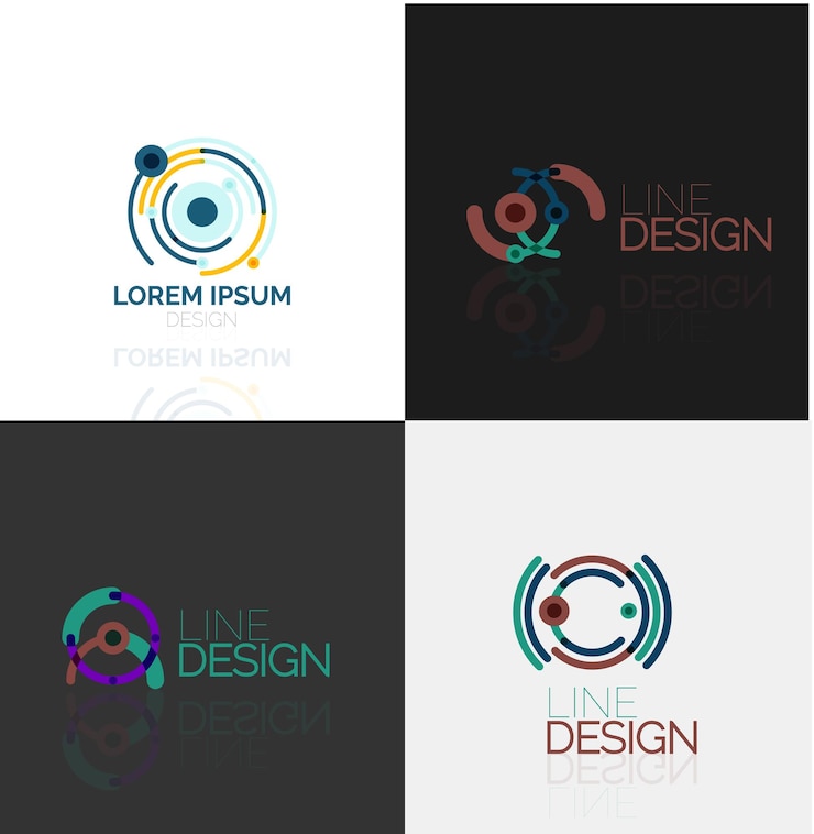 Vector conjunto de logotipos abstractos lineales swirl circle infinity loop y otros conceptos plantillas de marca de logotipo