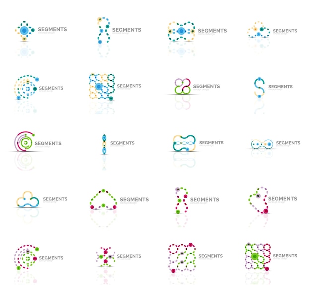 Conjunto de logotipos abstractos lineales Swirl circle infinity loop y otros conceptos Plantillas de marca de logotipo