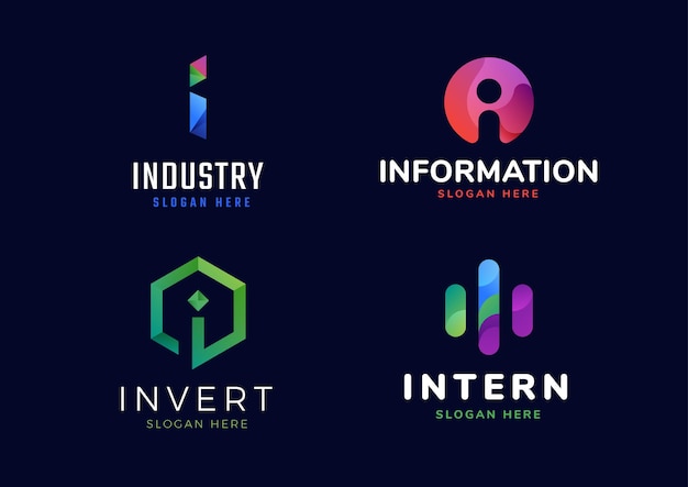 Conjunto de logotipos adaptables de gradiente inicial moderno I