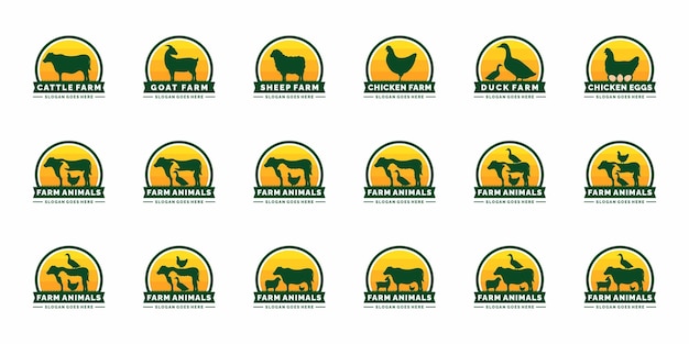 Conjunto de logotipos para animales de granja