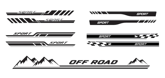 Conjunto de logotipos de aventura 4x4 off-road para uso automovilístico y deportivo