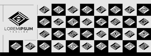 Conjunto de logotipos AZ con la letra inicial de rombo tecnológico