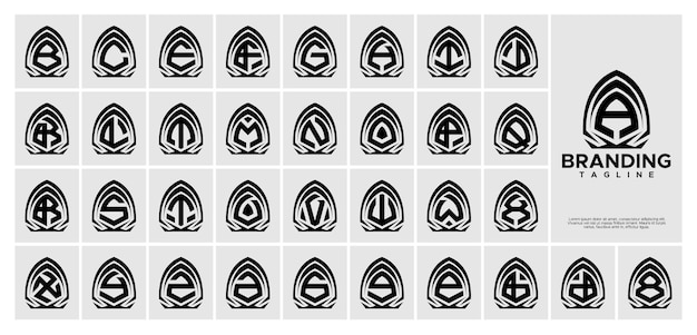 Conjunto de logotipos AZ con letras iniciales de cúpulas abstractas adornadas