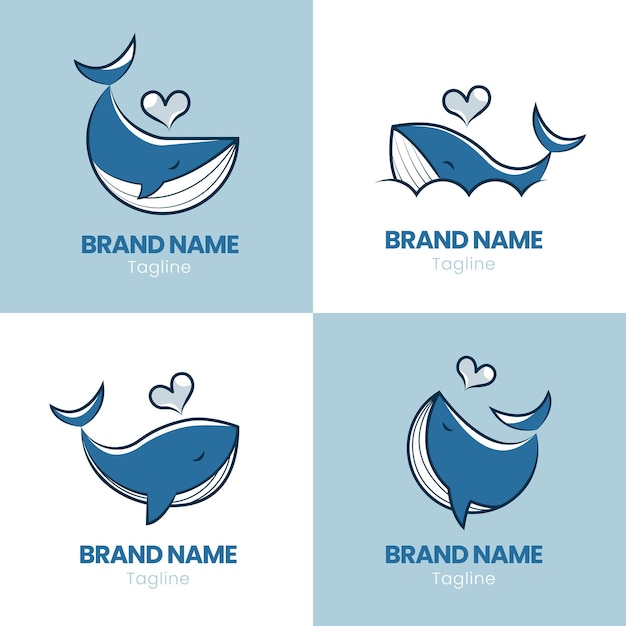 Vector conjunto de logotipos de ballenas