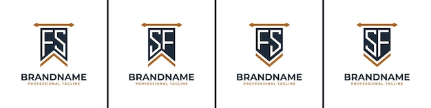 El conjunto de logotipos de la bandera del banderín de las letras FS y SF representa la victoria Adecuado para cualquier negocio con iniciales FS o SF