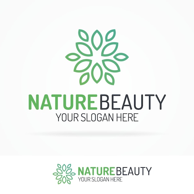 Conjunto de logotipos de belleza natural con hojas de color verde para uso en empresas de ecología, productos naturales, tiendas orgánicas, medicina alternativa, unidad verde, jardín, agricultura, bosque, etc. Ilustración vectorial