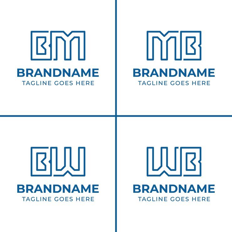 Vector el conjunto de logotipos bm, mb, bw, wb y monograma es adecuado para cualquier empresa.