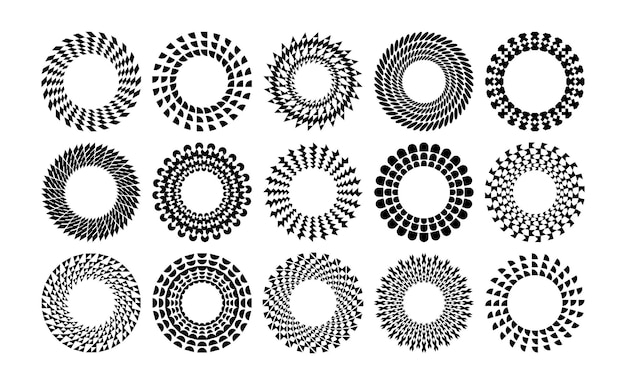 Conjunto de logotipos de borde de círculo de forma abstracta de lujo