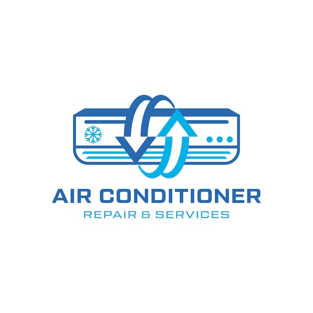Vector conjunto de logotipos de calefacción y refrigeración para reparación y servicios vector de diseño de acondicionadores de aire