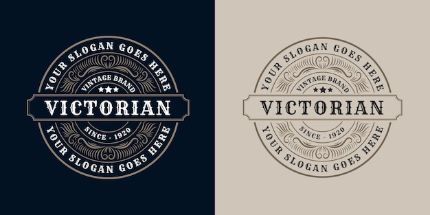 Conjunto de logotipos caligráficos victorianos de lujo retro antiguo