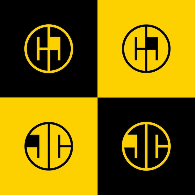 Vector conjunto de logotipos cj y jc letter circle adecuado para negocios con las iniciales cj o jc