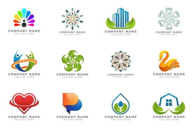 Conjunto de logotipos colección de ideas de marca moderna y creativa para empresa comercial.