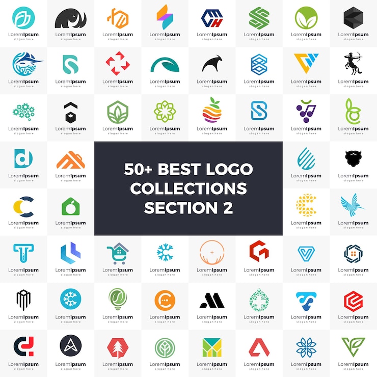 Vector conjunto de logotipos colección de ideas de marca modernas y creativas para empresas de negocios logotipos simples diseño vectorial abstracto minimalista icono y favicon para la identidad de la marca