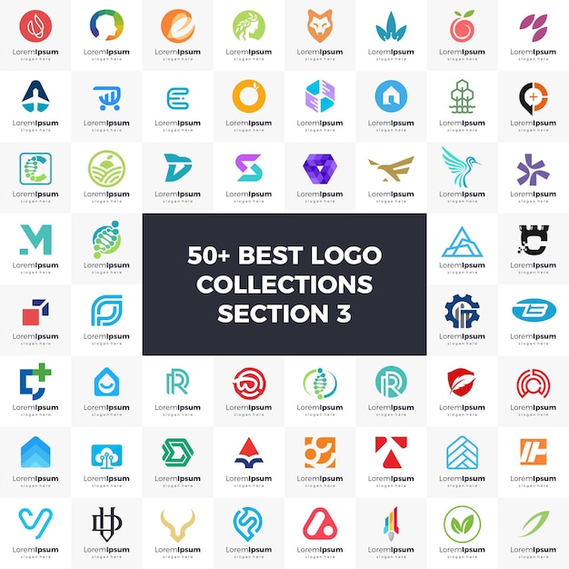 Conjunto de logotipos colección de ideas de marca modernas y creativas para empresas de negocios logotipos simples diseño vectorial abstracto minimalista icono y favicon para la identidad de la marca