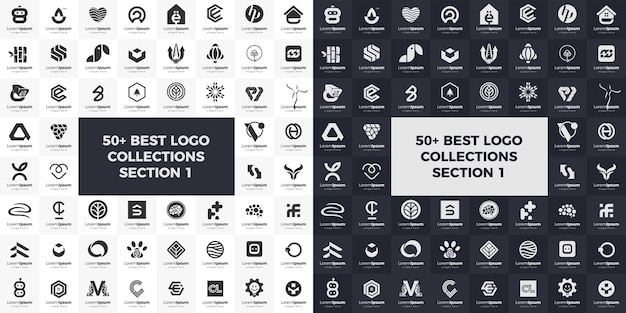 Conjunto de logotipos colección de ideas de marca modernas y creativas para empresas de negocios logotipos simples diseño vectorial abstracto minimalista icono y favicon para la identidad de la marca