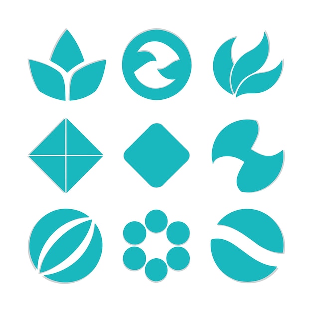 Conjunto de logotipos comerciales azules