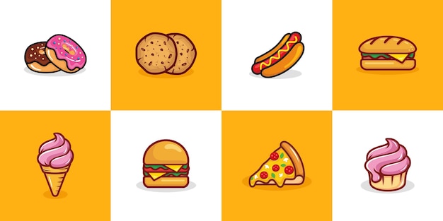 Vector conjunto de logotipos de comida rápida