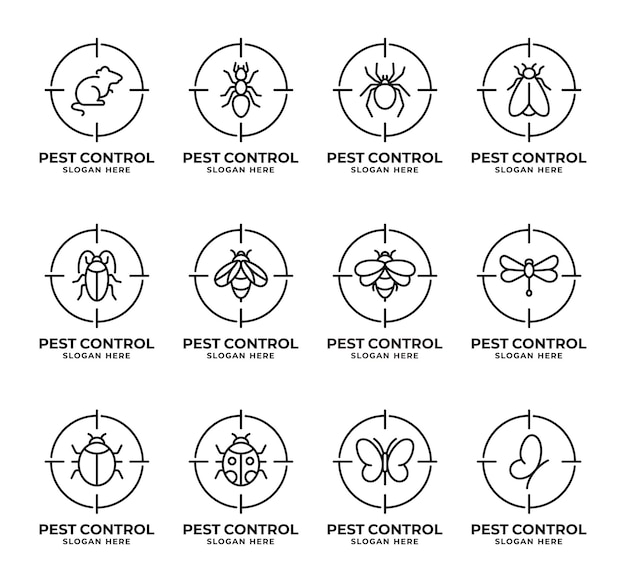 Conjunto de logotipos de control de plagas de exterminadores