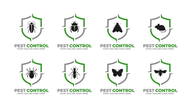 Vector conjunto de logotipos de control de plagas