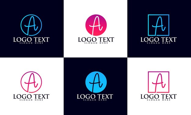 Conjunto de logotipos creativos de la letra a del monograma