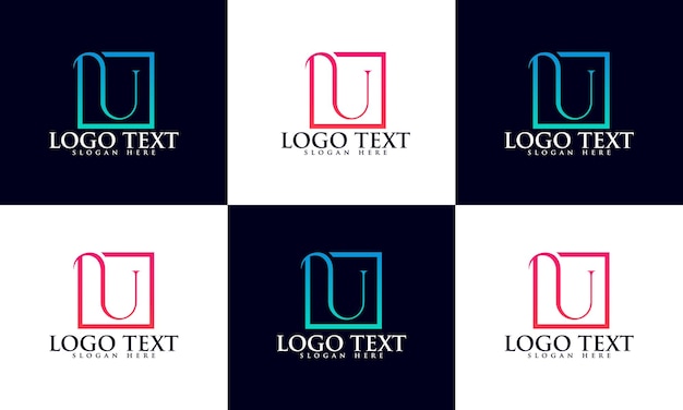 Conjunto de logotipos creativos de la letra u del monograma, diseño vectorial del logotipo de la letra u