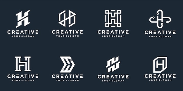 Conjunto de logotipos creativos de monograma letra h