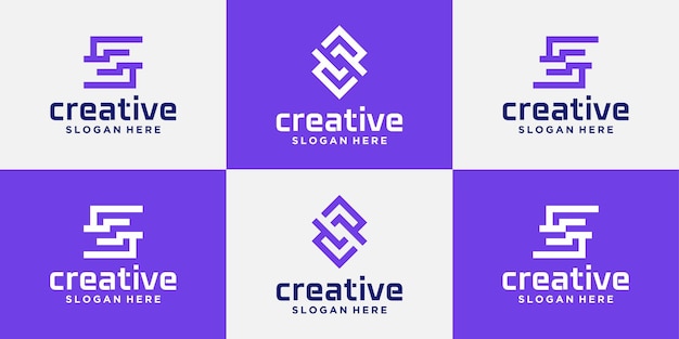 Conjunto de logotipos creativos s logotipos de letras s de forma minimalista y moderna logotipos de signos geométricos creativos simples