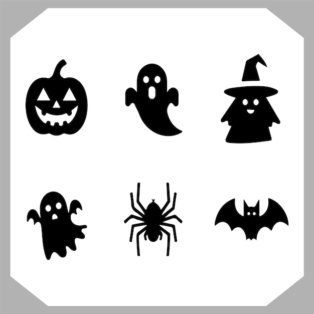 Conjunto de logotipos de diferentes tipos de siluetas de Halloween